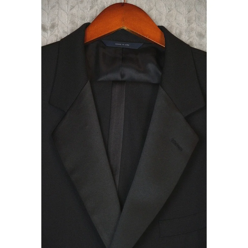 Brooks Brothers Men's Brooksease Tuxedo Suit Black Wool Peak Lapel 41R USA